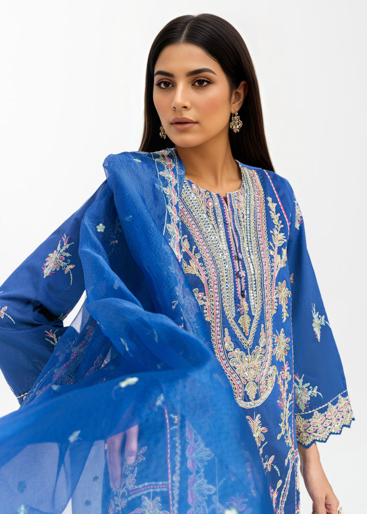 Blue-Cotton Net-3 Piece (WPS25FE3049) - Salai - Salai 
