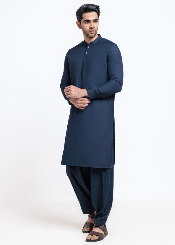 Navy-Blended-Shalwar Suit - (MPS25SSS2060) Y-F-17 - Salai - Salai 