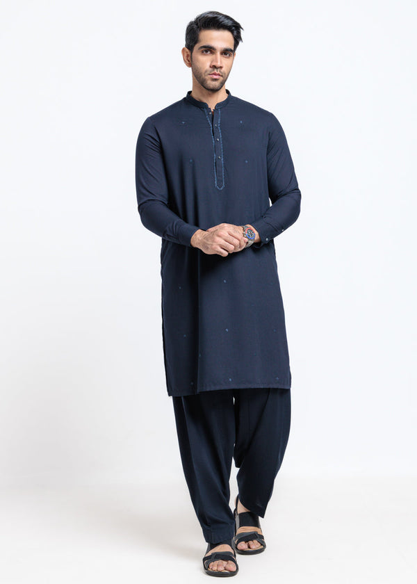 D-Navy-Blended-Shalwar Suit - (MPS25SSE2071) Y-F-9 - Salai - Salai 