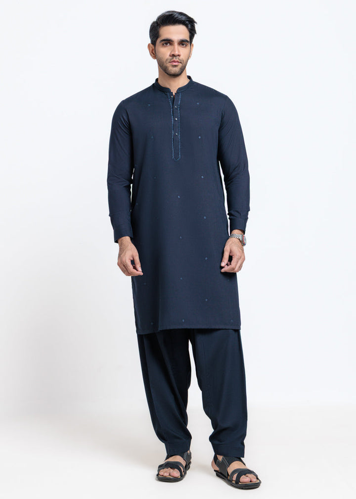 D-Navy-Blended-Shalwar Suit - (MPS25SSE2071) Y-F-9 - Salai - Salai 