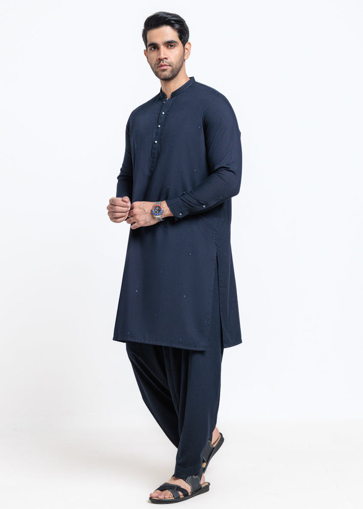 D-Navy-Blended-Shalwar Suit - (MPS25SSE2071) Y-F-9 - Salai - Salai 