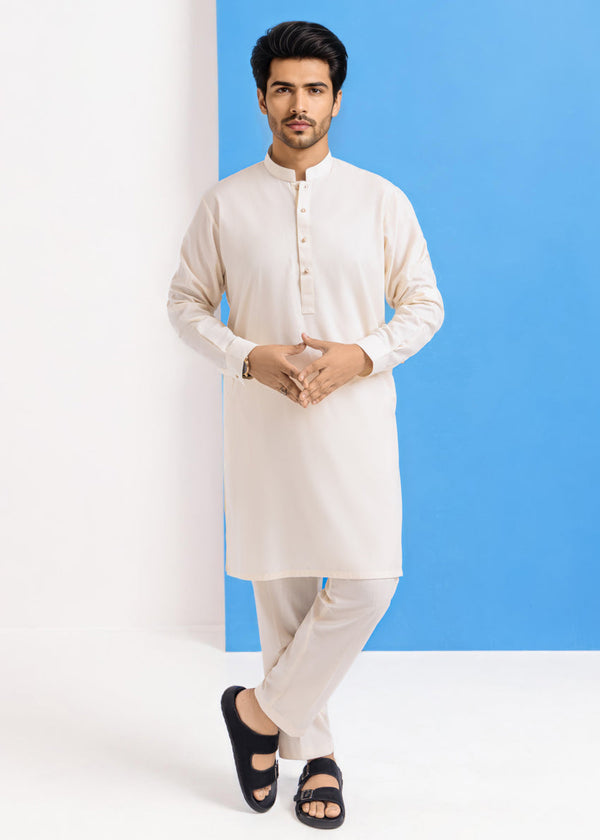 Cream-Blended-Kurta Trouser - (MPS25KPS2045) - Salai - Salai 