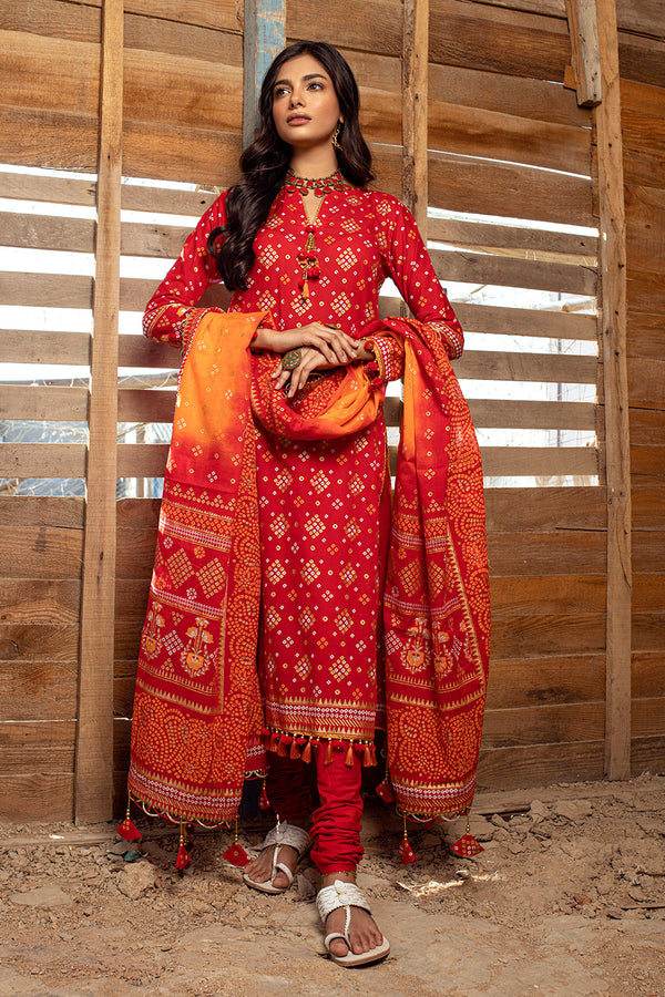 Gul Ahmed Stitched Lawn 2024 3 Piece CL-42004A - Salai - Gul Ahmed 