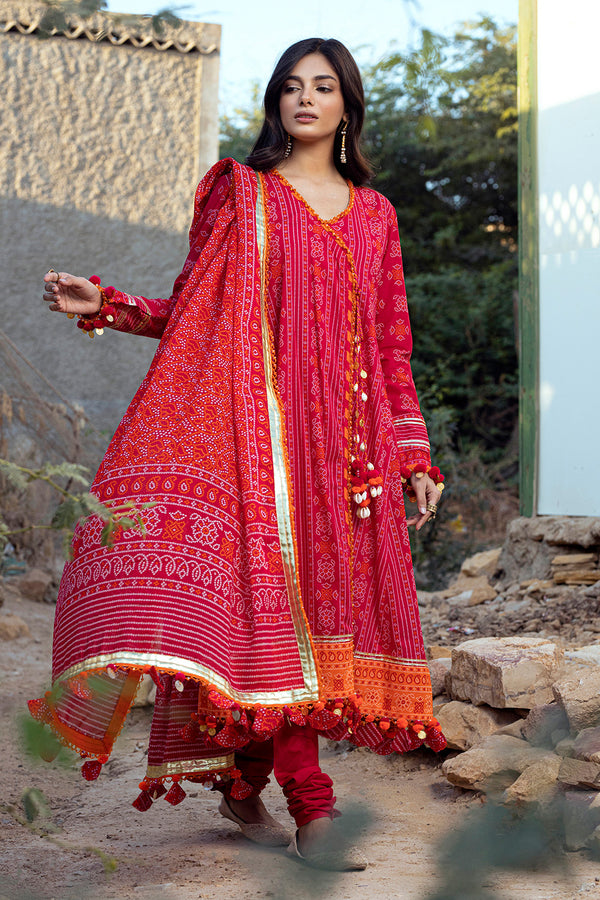 Gul Ahmed Stitched Lawn 2024 3 Piece CL-42009A - Salai - Gul Ahmed 