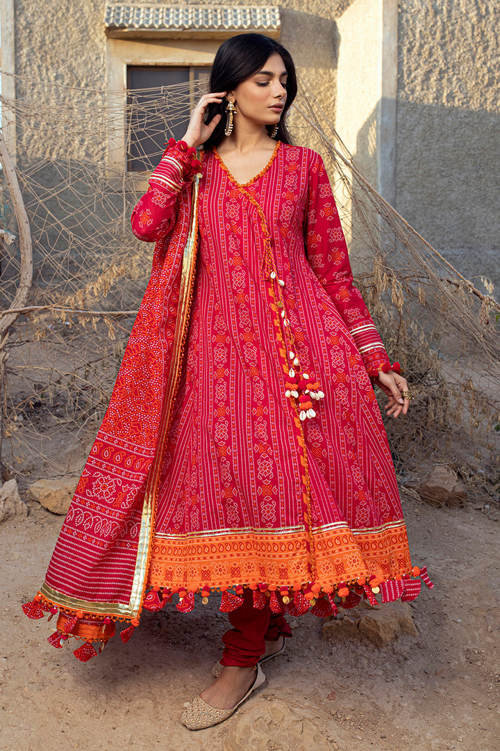 Gul Ahmed Stitched Lawn 2024 3 Piece CL-42009A - Salai - Gul Ahmed 