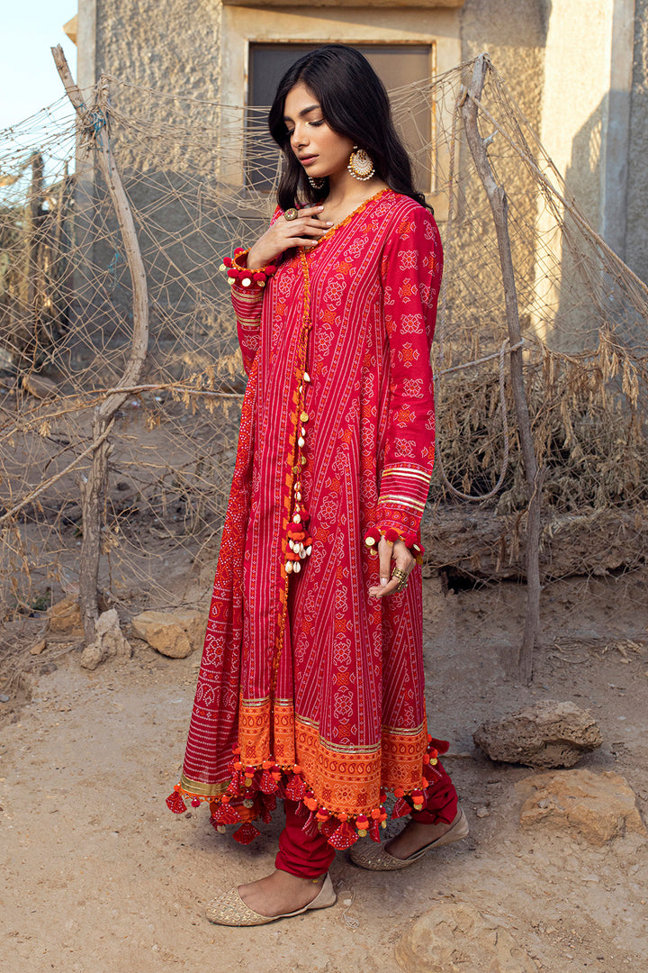 Gul Ahmed Stitched Lawn 2024 3 Piece CL-42009A - Salai - Gul Ahmed 