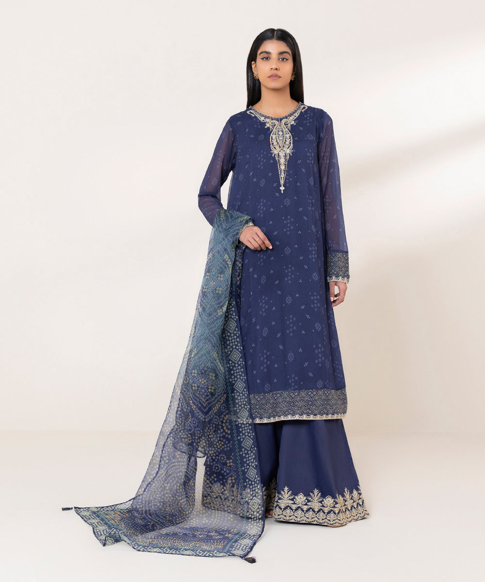 Sapphire Festive 3 Piece CHIFFON FDE-LX24V3-12 | Salai | Sapphire | Misc