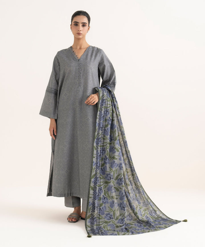 Sapphire Stitched 3 Piece Light Khaddar DD25V7-29 - Salai - Sapphire RTW Winter 2025 