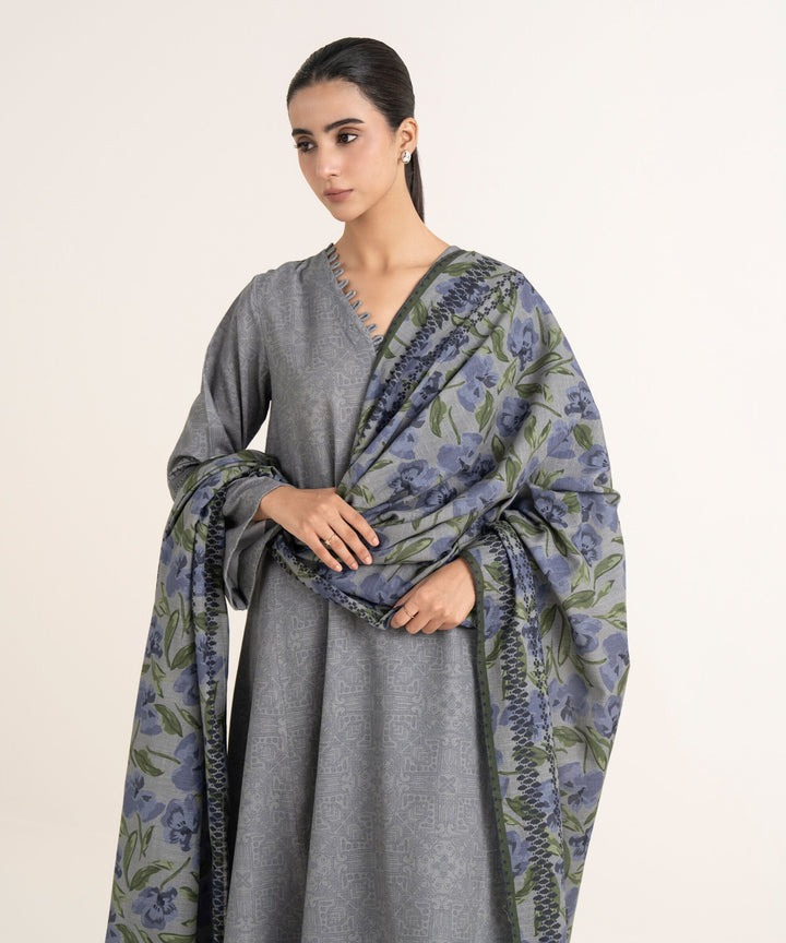 Sapphire Stitched 3 Piece Light Khaddar DD25V7-29 - Salai - Sapphire RTW Winter 2025 