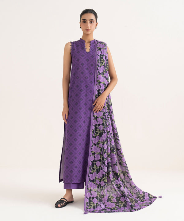 Sapphire Stitched 3 Piece Light Khaddar DD25V7-30 - Salai - Sapphire RTW Winter 2025 