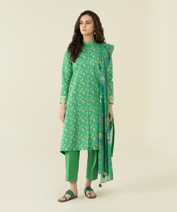 Sapphire Stitched Lawn 3 Piece U3P-DY23V4-16R - Salai - Sapphire 