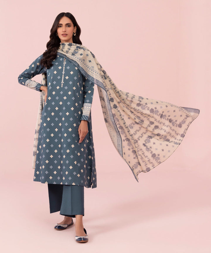 Sapphire Stitched Lawn 3 Piece U3P-DY23V5-17R - Salai - Salai 