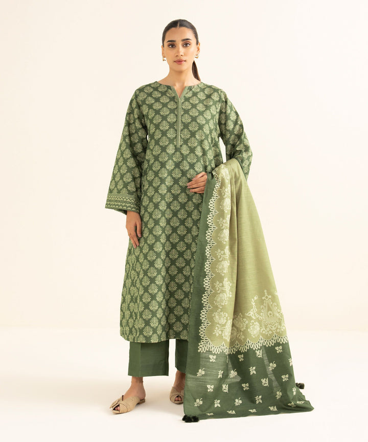 Sapphire Stitched 3 Piece Khaddar Y25V8-22B J(34&35) - Salai - Sapphire RTW Winter 2025 