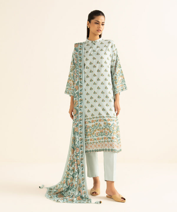 Sapphire Stitched 3 Piece LINEN DY25V8-24 J(24&23) - Salai - Sapphire RTW Winter 2025 