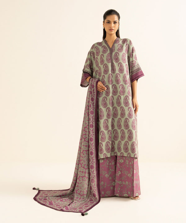 Sapphire Stitched 3 Piece LINEN DY25V8-32 - Salai - Sapphire RTW Winter 2025 