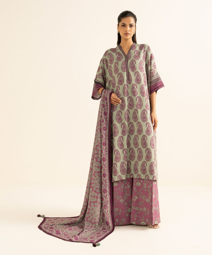 Sapphire Stitched 3 Piece LINEN DY25V8-32 - Salai - Sapphire RTW Winter 2025 