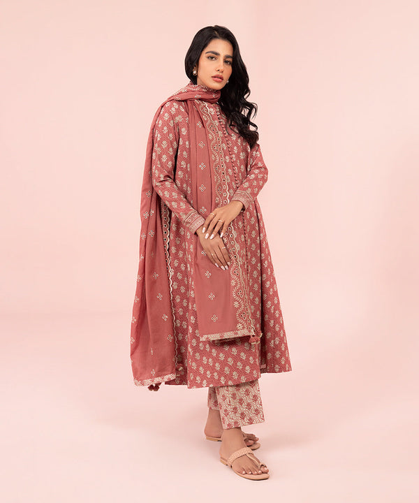 Sapphire Stitched Lawn 3 Piece U3PE-DY23V5-2R - Salai - Salai 