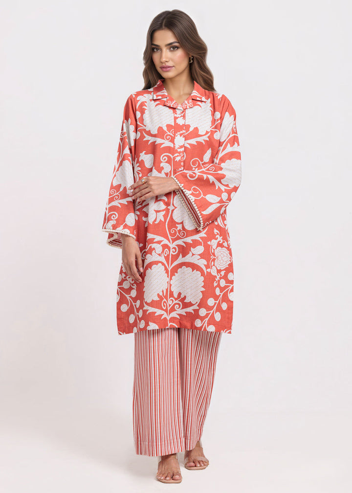 Orange-Khaddar-2 Piece (WPSTPBW25HR10N6) - Salai - Salai 