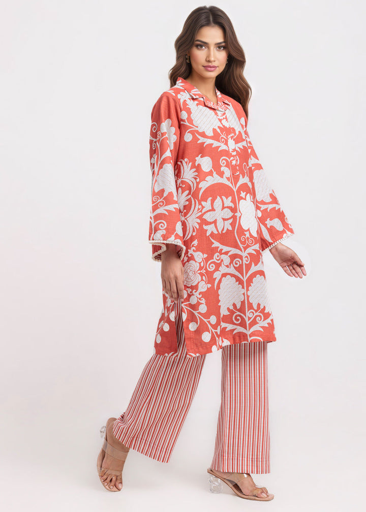 Orange-Khaddar-2 Piece (WPSTPBW25HR10N6) - Salai - Salai 