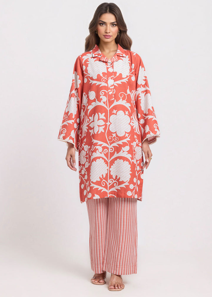 Orange-Khaddar-2 Piece (WPSTPBW25HR10N6) - Salai - Salai 