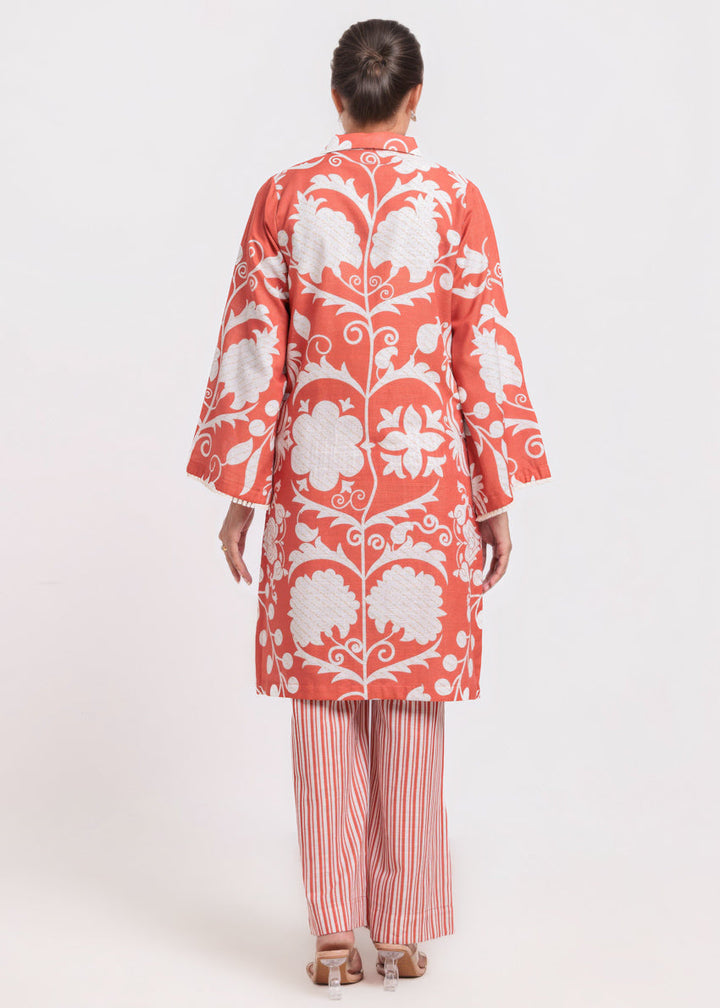 Orange-Khaddar-2 Piece (WPSTPBW25HR10N6) - Salai - Salai 