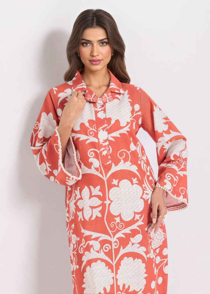 Orange-Khaddar-2 Piece (WPSTPBW25HR10N6) - Salai - Salai 