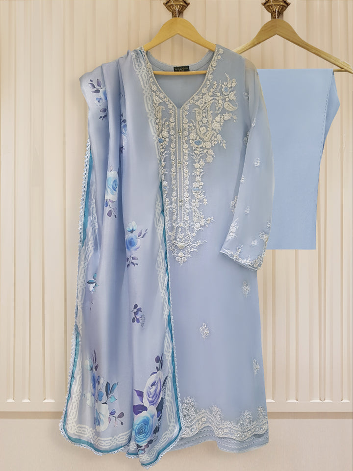 Agha Noor Pure Chiffon 3 Piece 4644 - Salai - Agha Noor 