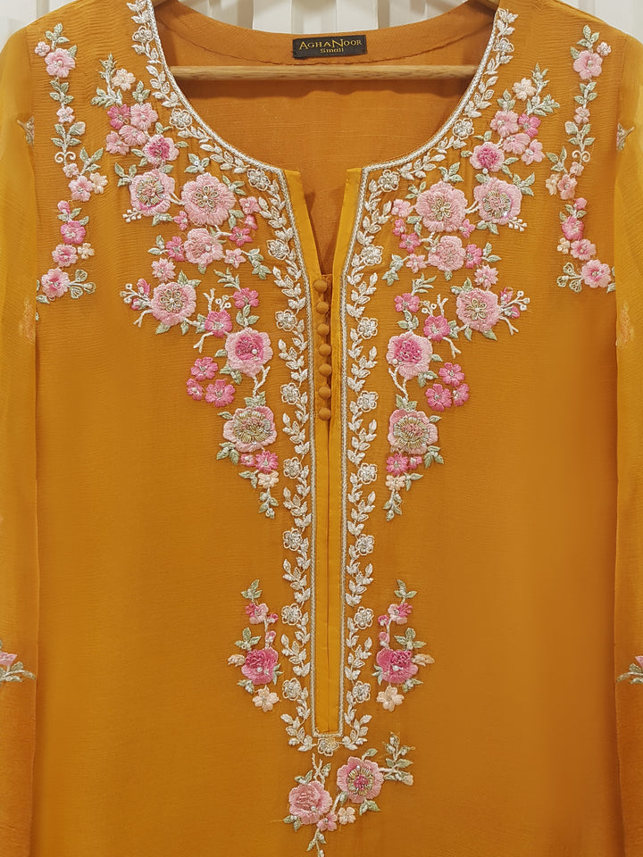 Agha Noor Pure Chiffon 3 Piece 8091 - Salai - Agha Noor 