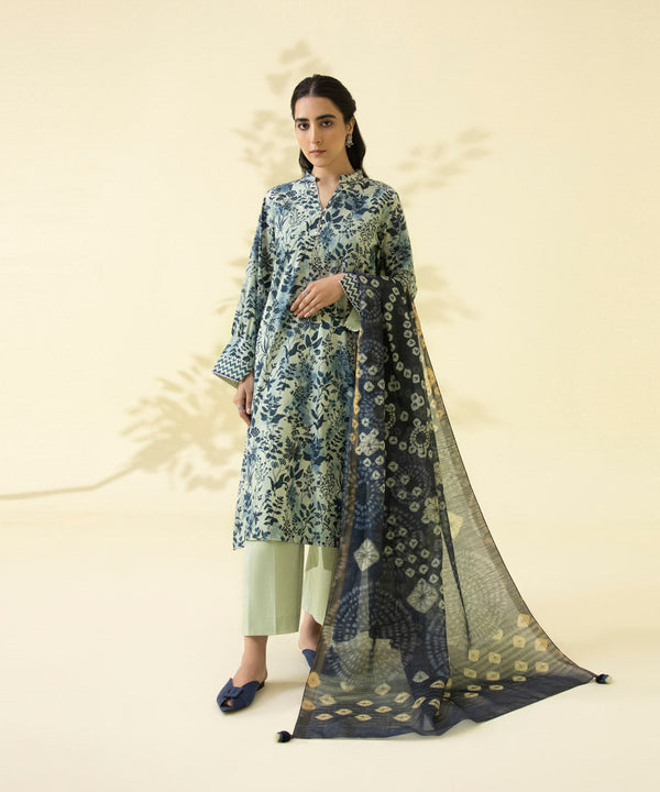 Sapphire Stitched Lawn 3 Piece 3P-DY23V1-20R - Salai - Sapphire 