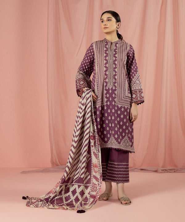 Sapphire Stitched Lawn 3 Piece 3PE-DY23V2-1R - Salai - Sapphire 