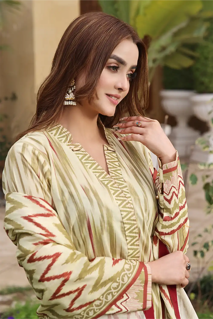 Khas Stitched Lawn 3 Piece 2378 - Salai - Khas 