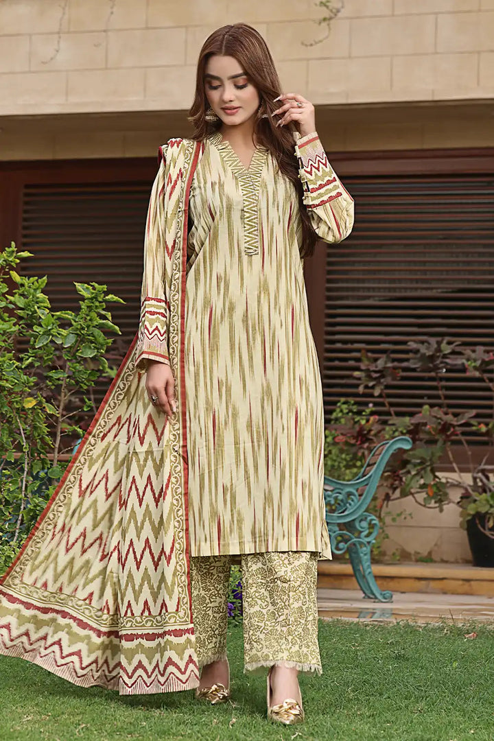 Khas Stitched Lawn 3 Piece 2378 - Salai - Khas 