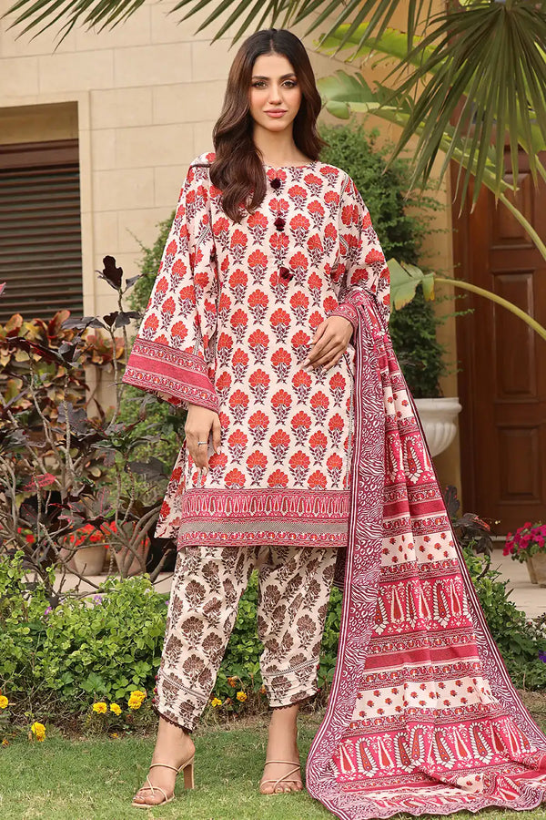 Khas Stitched Lawn 3 Piece 2382 - Salai - Khas 