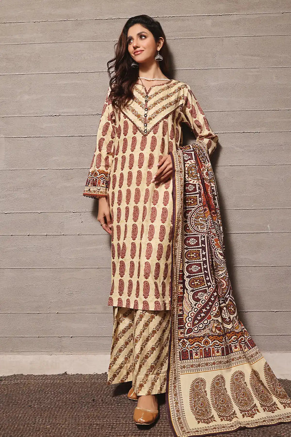 Khas Stitched Lawn 3 Piece 2383 - Salai - Khas 