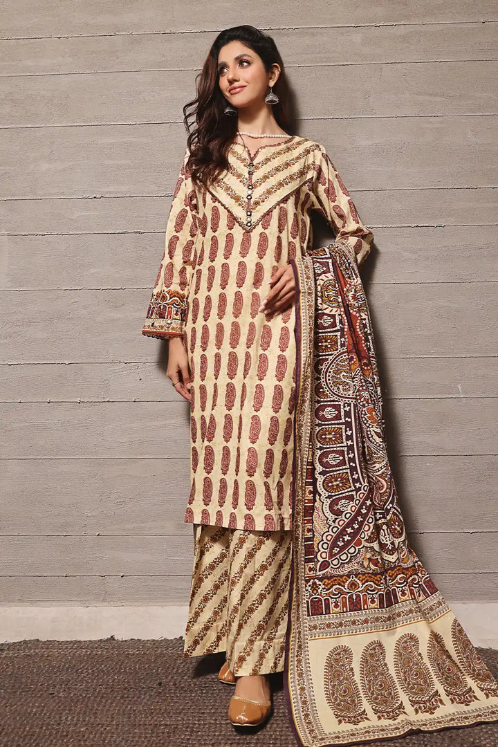 Khas Stitched Lawn 3 Piece 2383 - Salai - Khas 