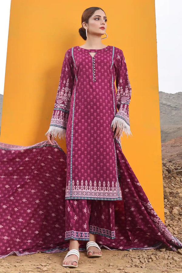 Khas Stitched Lawn 3 Piece 2393 - Salai - Khas 