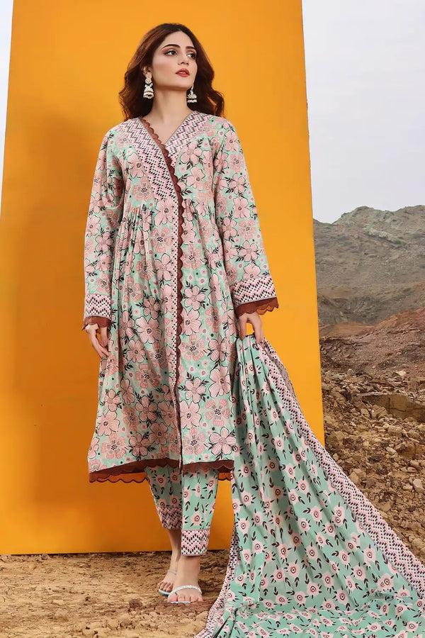 Khas Stitched Lawn 3 Piece 2395 - Salai - Khas 