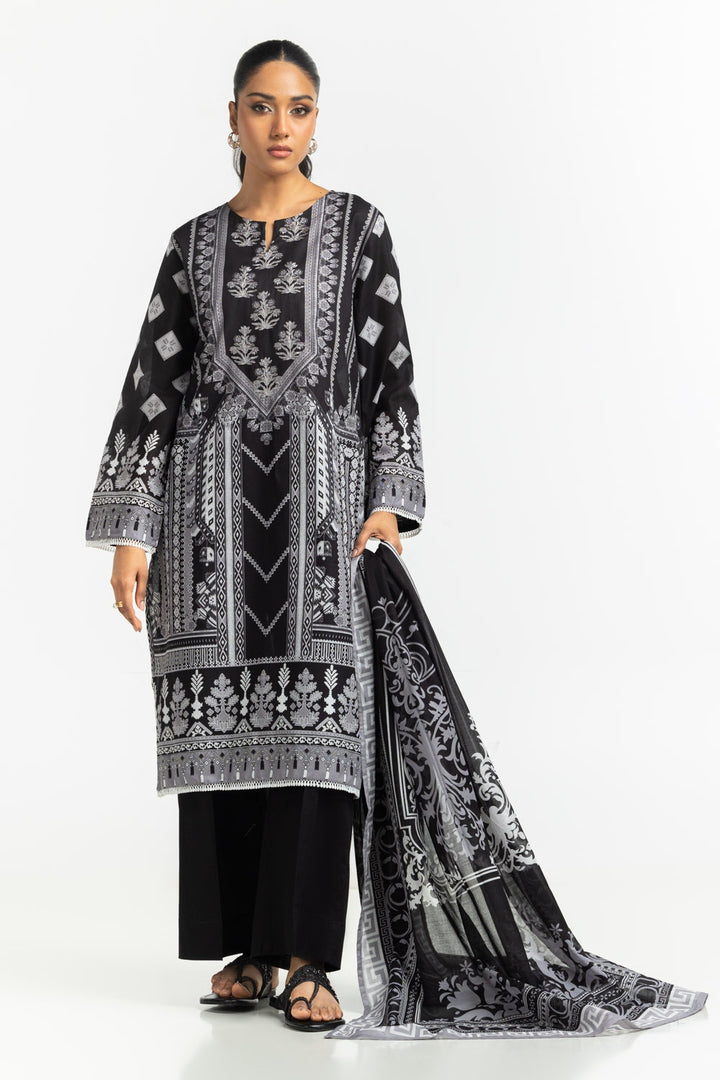Gul Ahmed Stitched 3 Piece Black & White B-52016 J(72) - Salai - Gul Ahmed RTW Lawn 2025 
