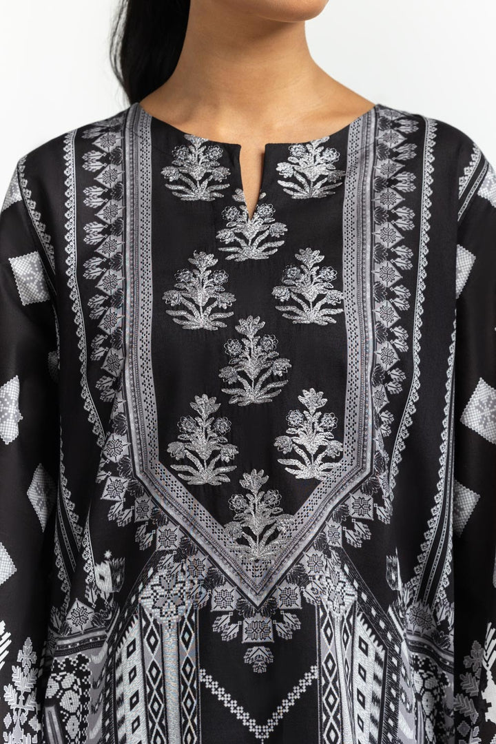 Gul Ahmed Stitched 3 Piece Black & White B-52016 J(72) - Salai - Gul Ahmed RTW Lawn 2025 