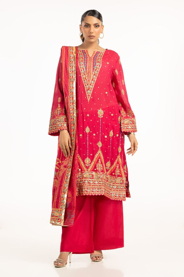 Gul Ahmed Stitched 3 Piece Festive FE-52093 J(80&79) - Salai - Gul Ahmed RTW Lawn 2025 