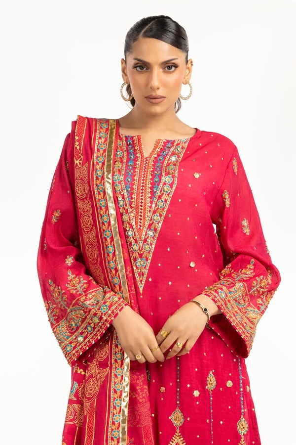 Gul Ahmed Stitched 3 Piece Festive FE-52093 J(80&79) - Salai - Gul Ahmed RTW Lawn 2025 