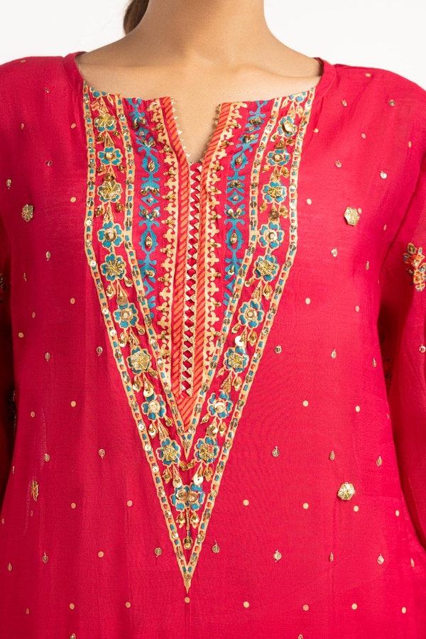 Gul Ahmed Stitched 3 Piece Festive FE-52093 J(80&79) - Salai - Gul Ahmed RTW Lawn 2025 