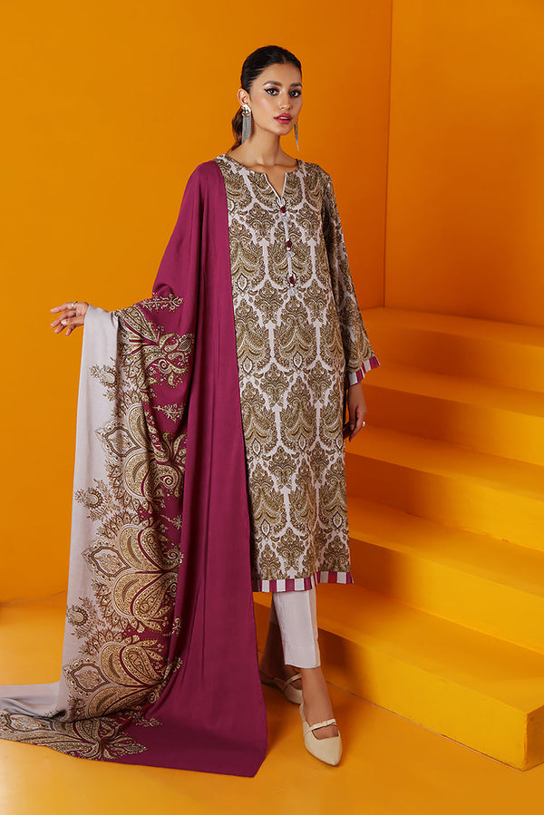 Nishat Stitched Linen 3 Piece 42206125 - Salai - Nishat Linen RTW Winter 2025 