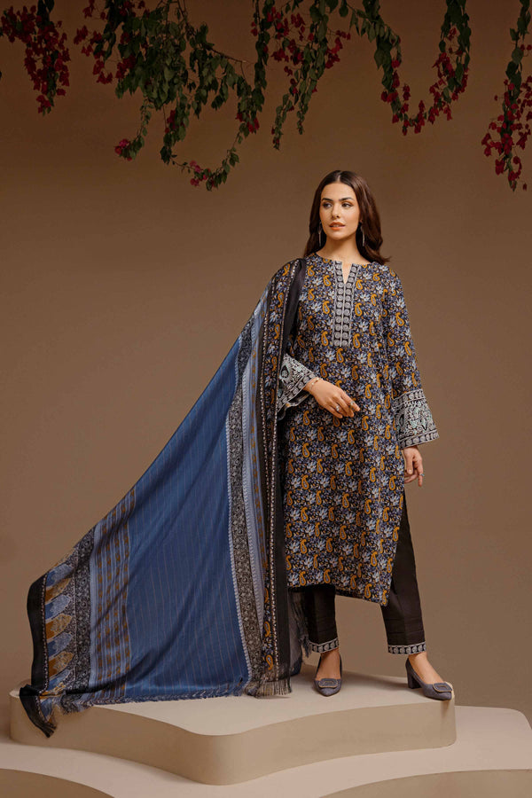 Nishat Stitched Linen 3 Piece 42303131 - Salai - Nishat Linen RTW Winter 2025 