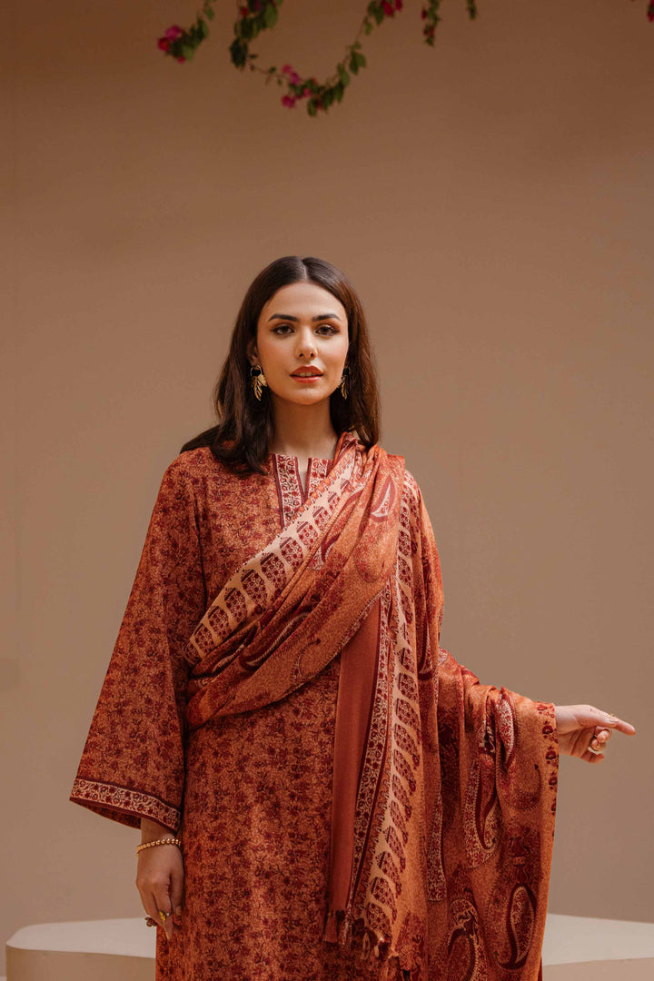 Nishat Stitched Linen 3 Piece 42303136 - Salai - Nishat Linen RTW Winter 2025 