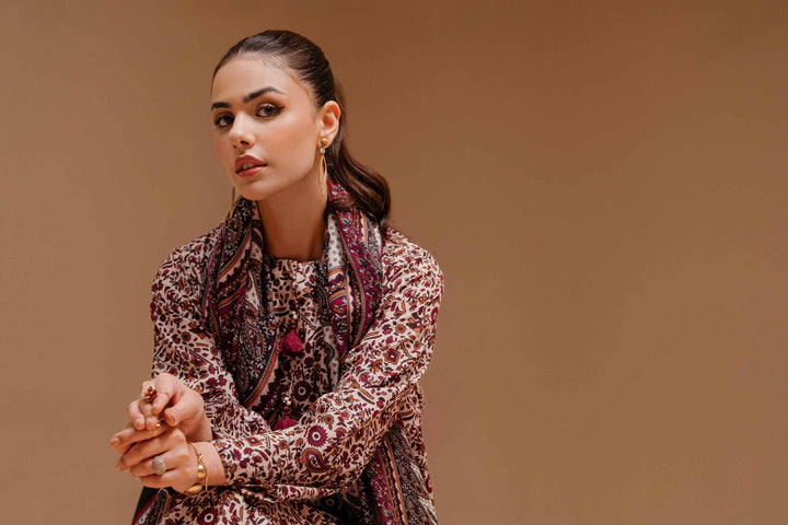 Nishat Stitched Linen 3 Piece 42303148 - Salai - Nishat Linen RTW Winter 2025 