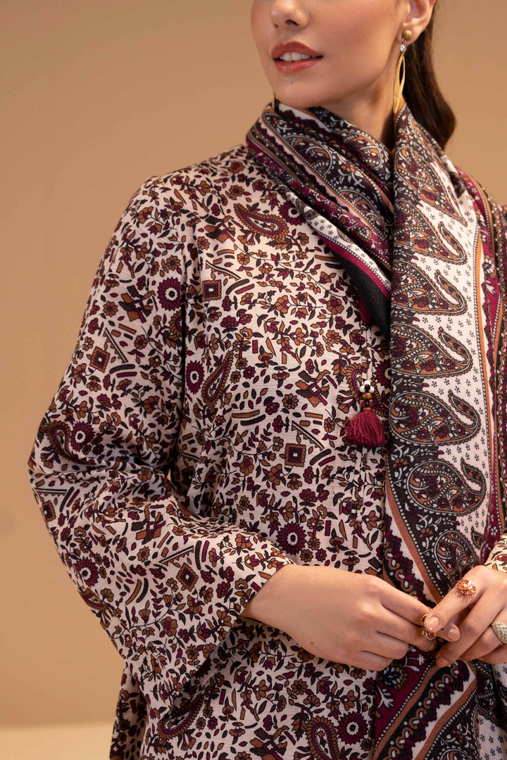 Nishat Stitched Linen 3 Piece 42303148 - Salai - Nishat Linen RTW Winter 2025 