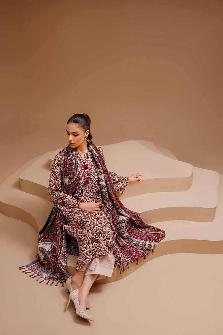 Nishat Stitched Linen 3 Piece 42303148 - Salai - Nishat Linen RTW Winter 2025 