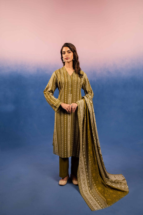 Nishat Stitched Linen 3 Piece 42393202 - Salai - Nishat Linen RTW Winter 2025 