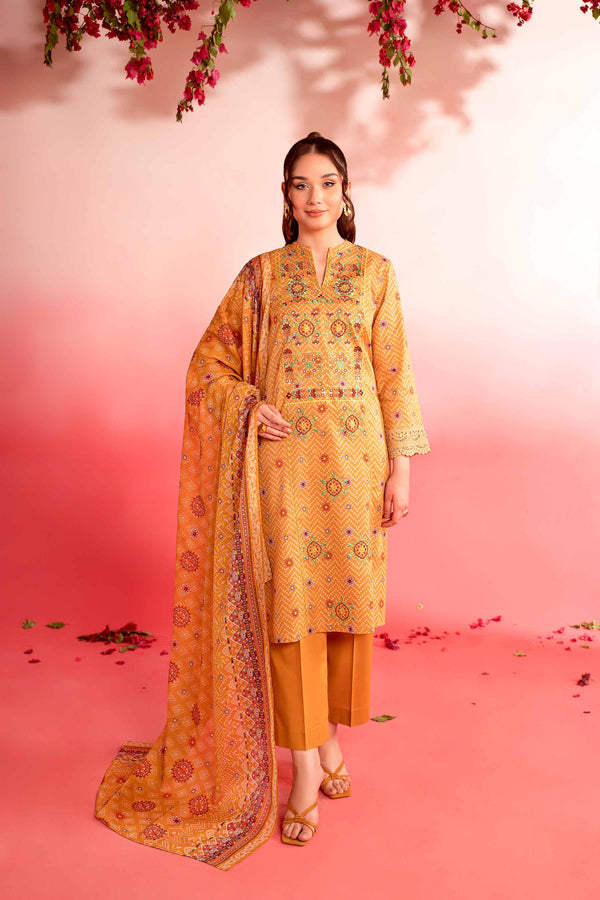 Nishat Linen Stitched Lawn 3 Piece 1124 - Salai - Nishat Linen 